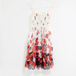 Floral Tulip Print Chiffon Shirred Sun Dress | Size S